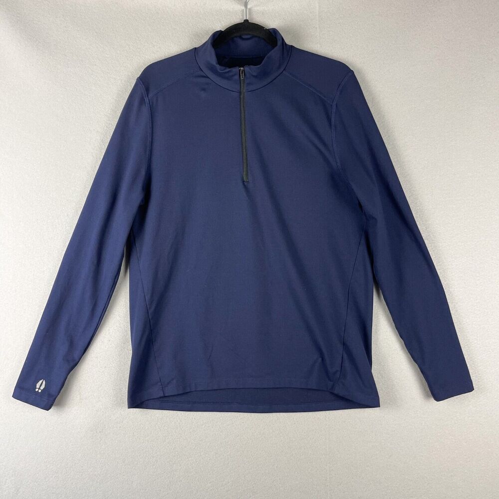 Bearded‎ Goat 1/4 Zip Pullover Mens Medium Blue Stretch Thumbhole Outdoor USA